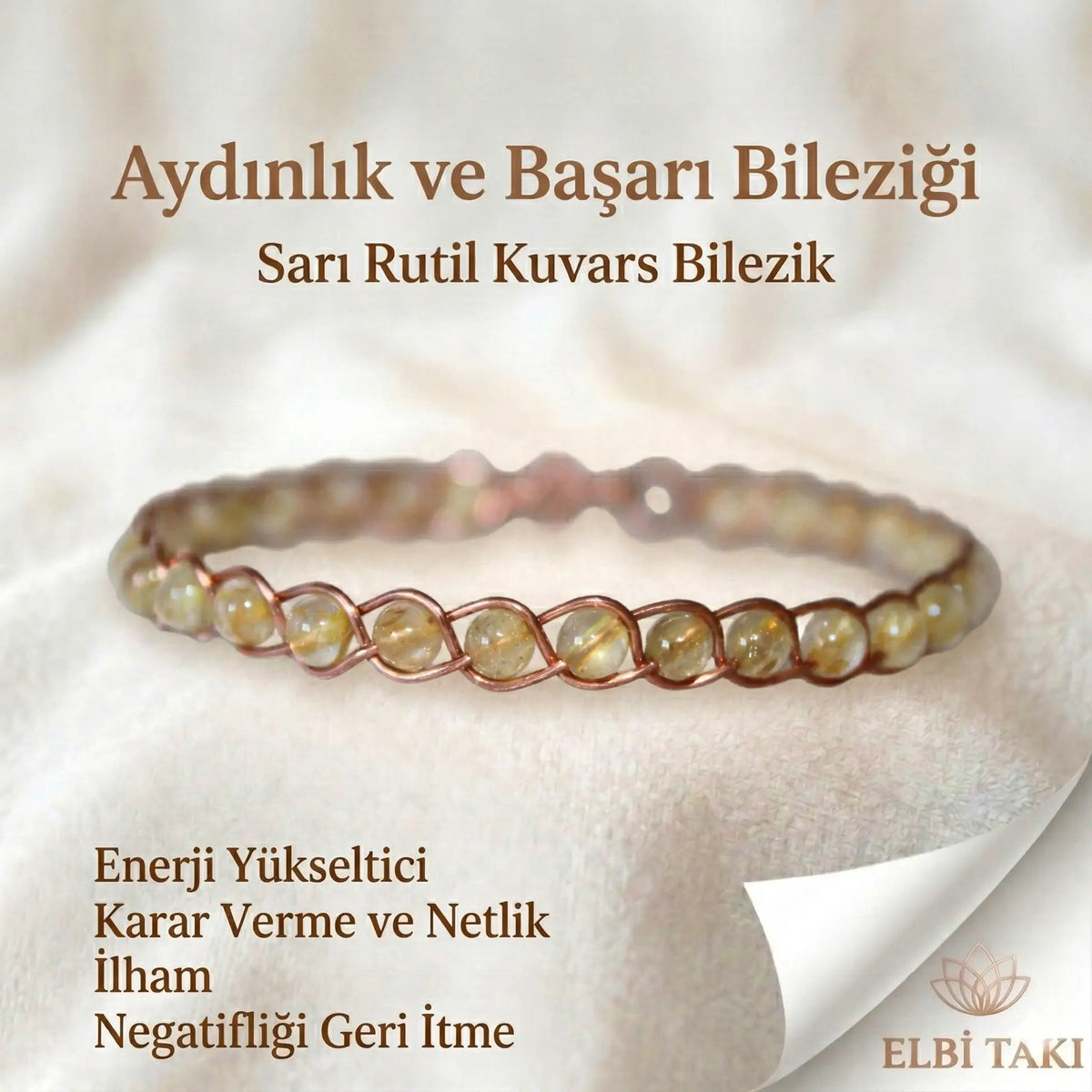 Örgü Model Sarı Rutil Kuvars Oval Bilezik