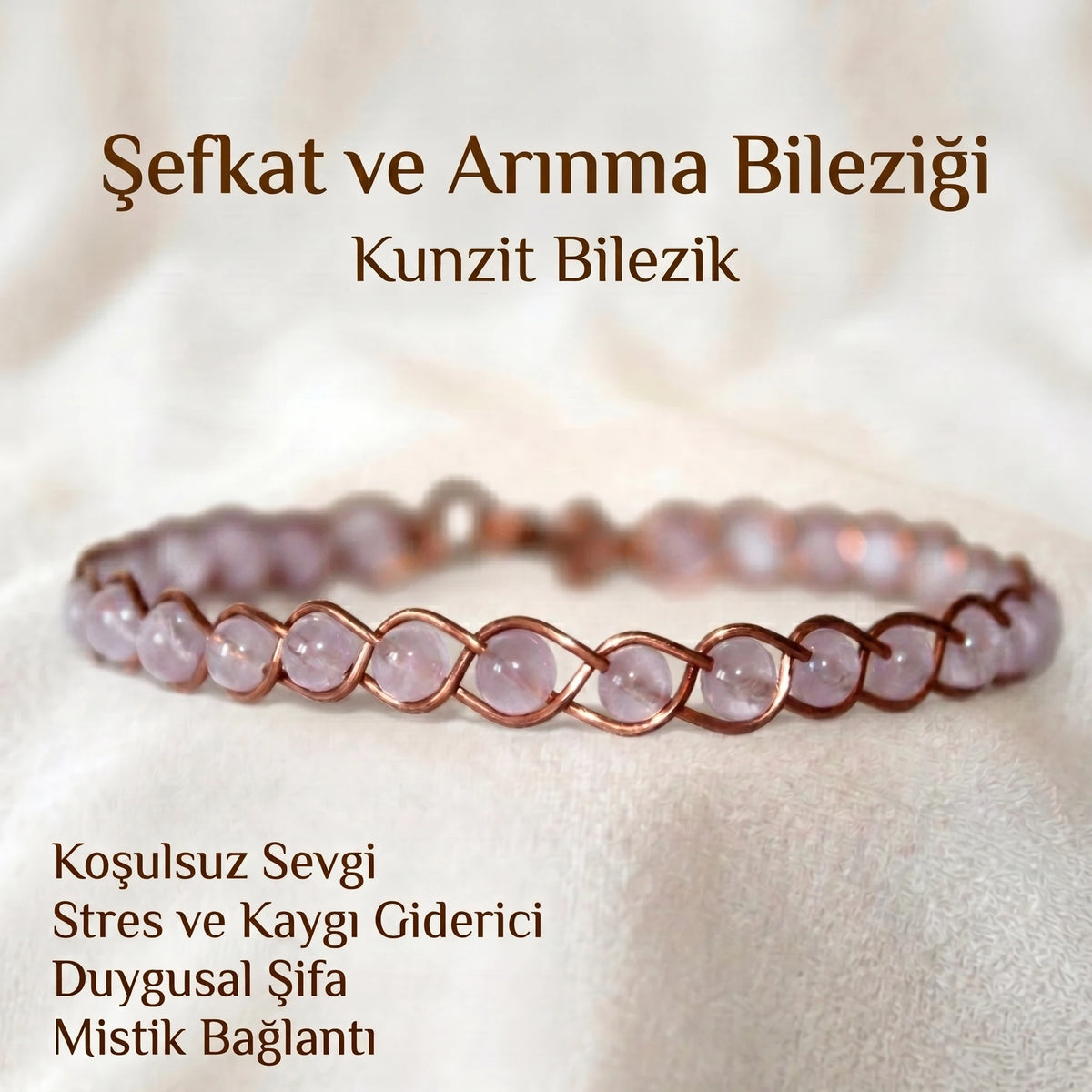 Örgü Model Kunzit Oval Bilezik