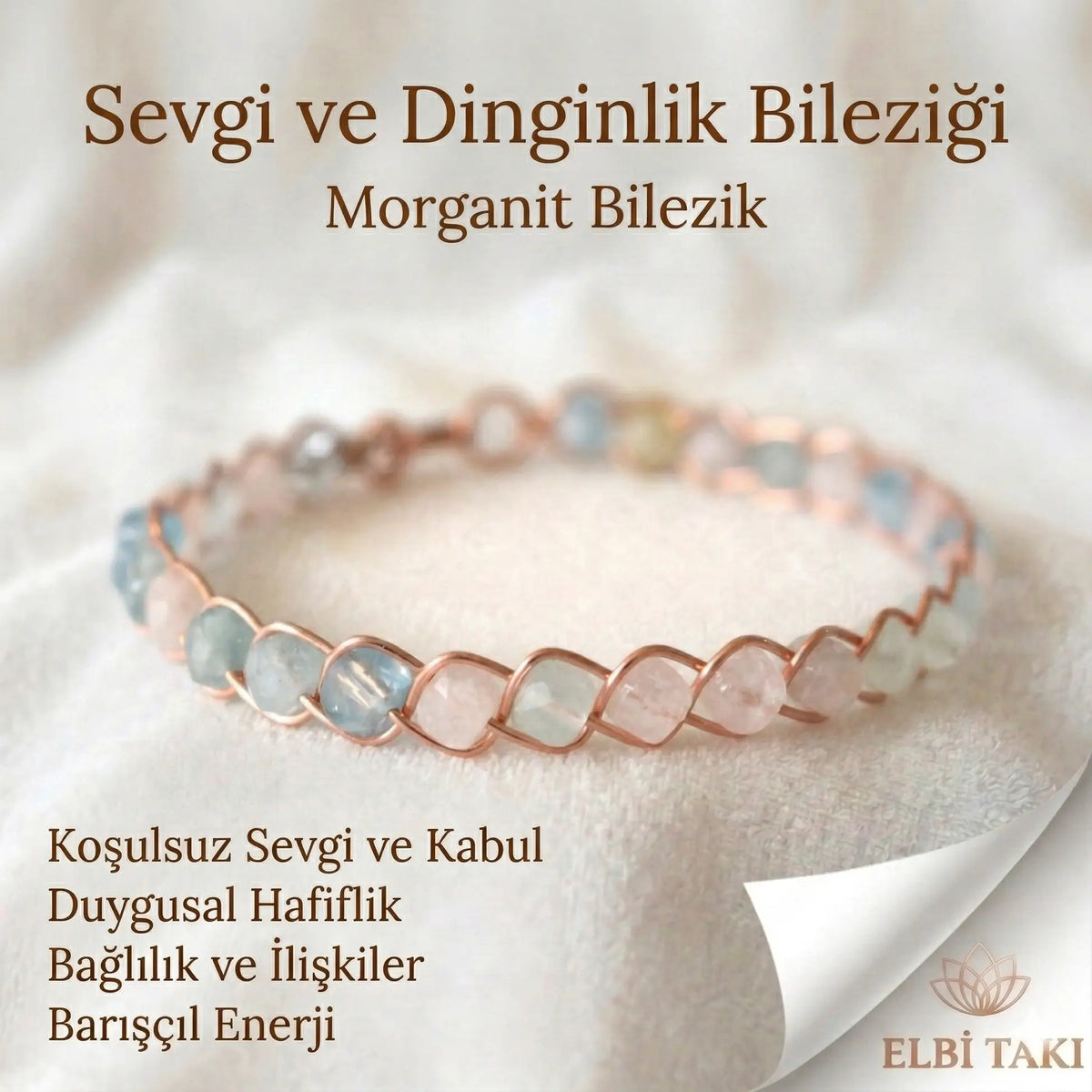 Örgü Model Morganit Küp Kesim Bilezik