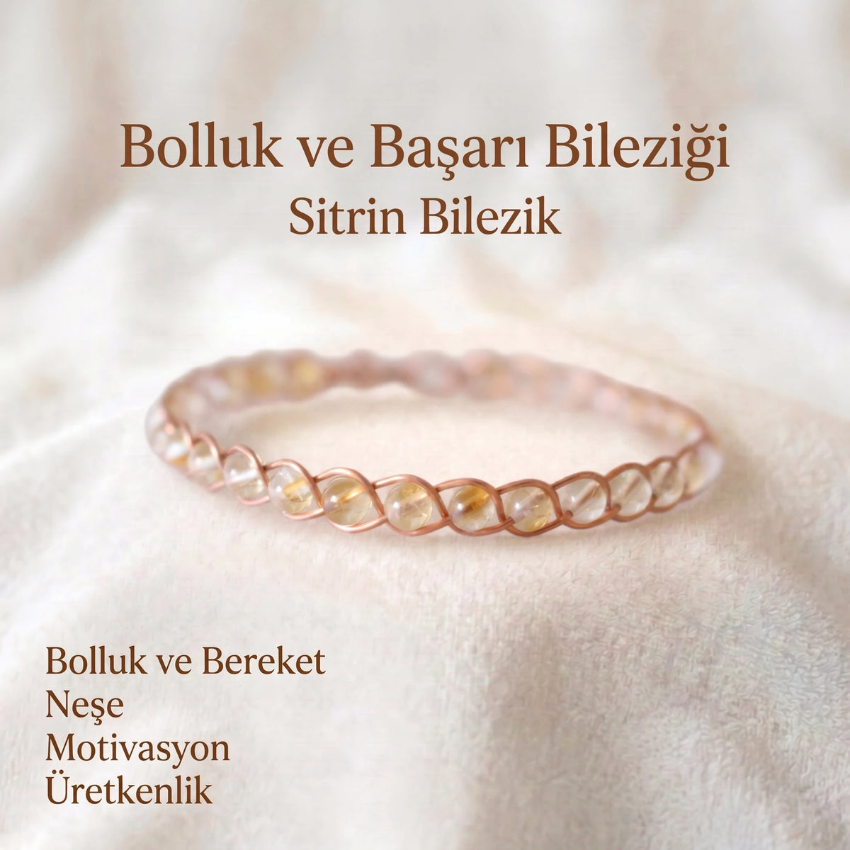 Örgü Model Sitrin Oval Bilezik