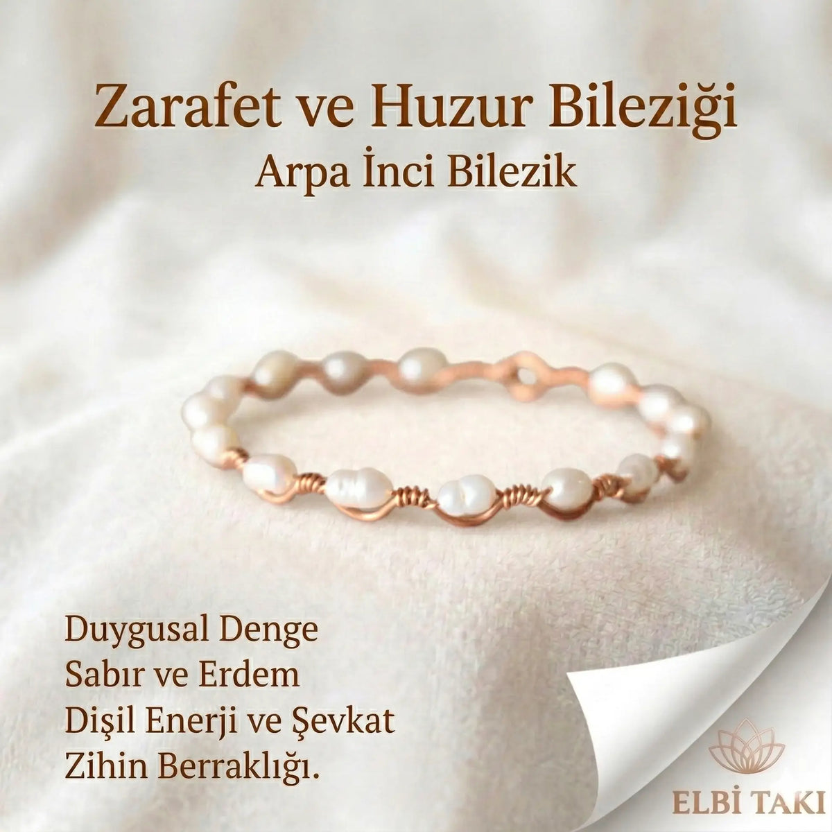 Dalga Model Beyaz Arpa İnci Bilezik