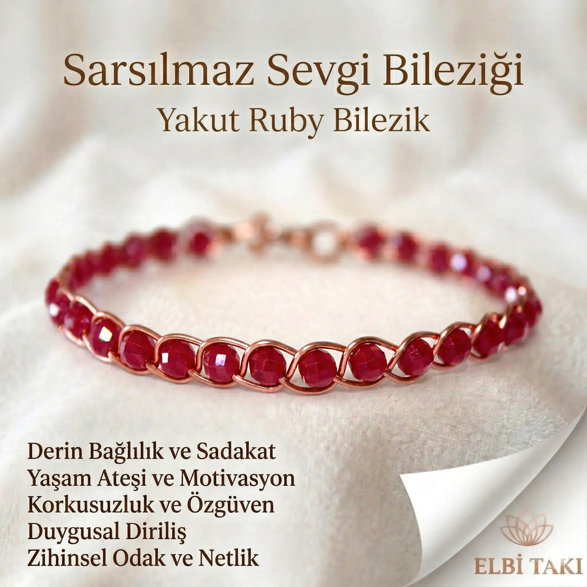 Örgü Model Yakut Ruby Faset Bilezik