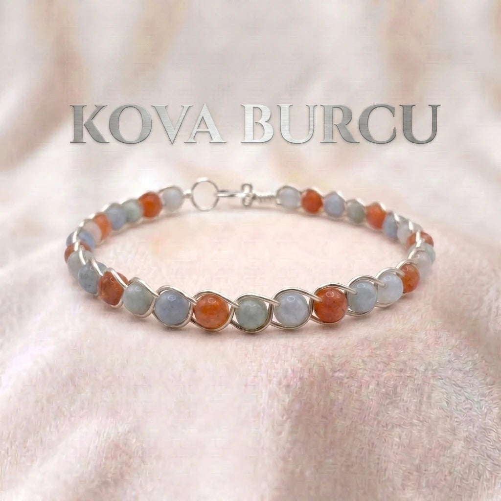 ♒ 925 Ayar Gümüş Kova Burcu Doğaltaş Bilezik