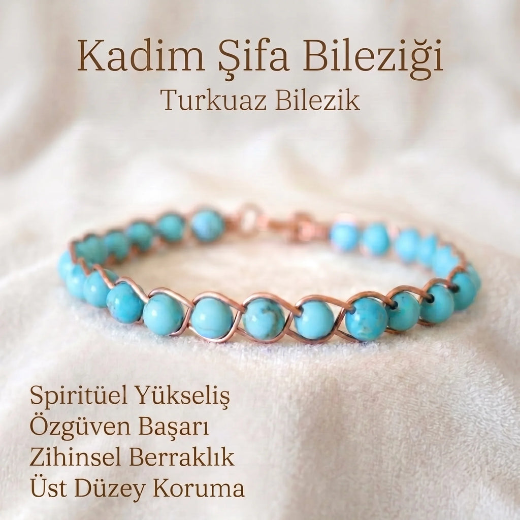 Örgü Model Turkuaz Oval Bilezik